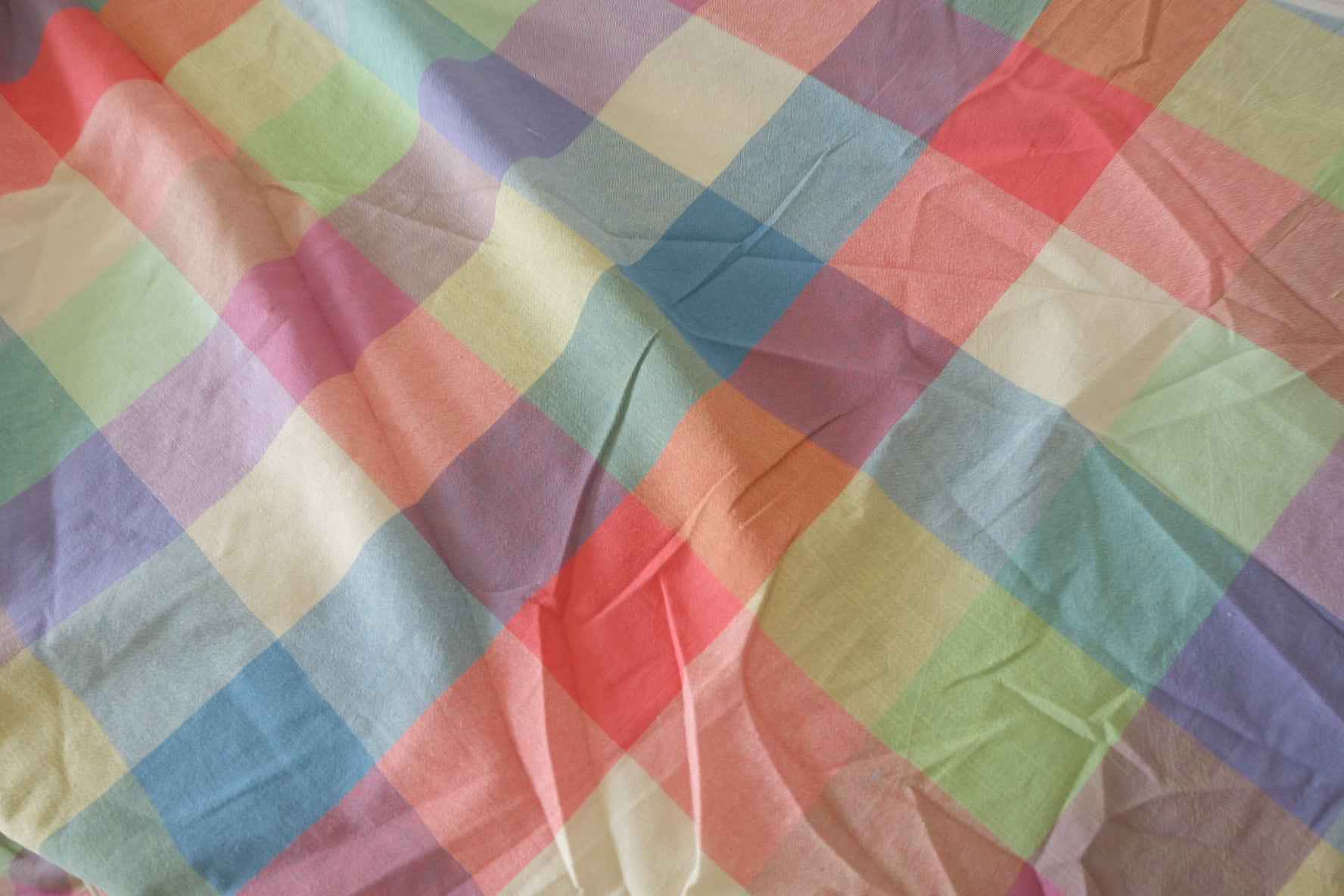 Washed Yarn-Dyed Plaid Cotton Fabric – 2.2 yd
