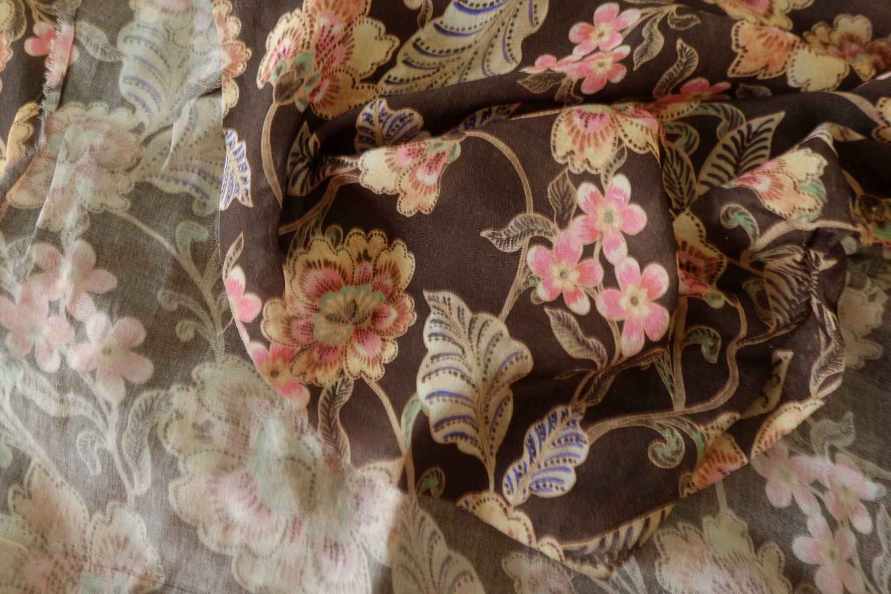Dark Vintage Floral Lightweight Cotton Fabric – 3.3 yd