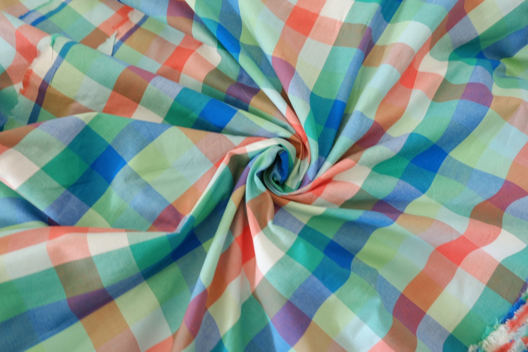 Premium Multicolor Yarn Dyed Cotton Check Fabric – 2.2 yd