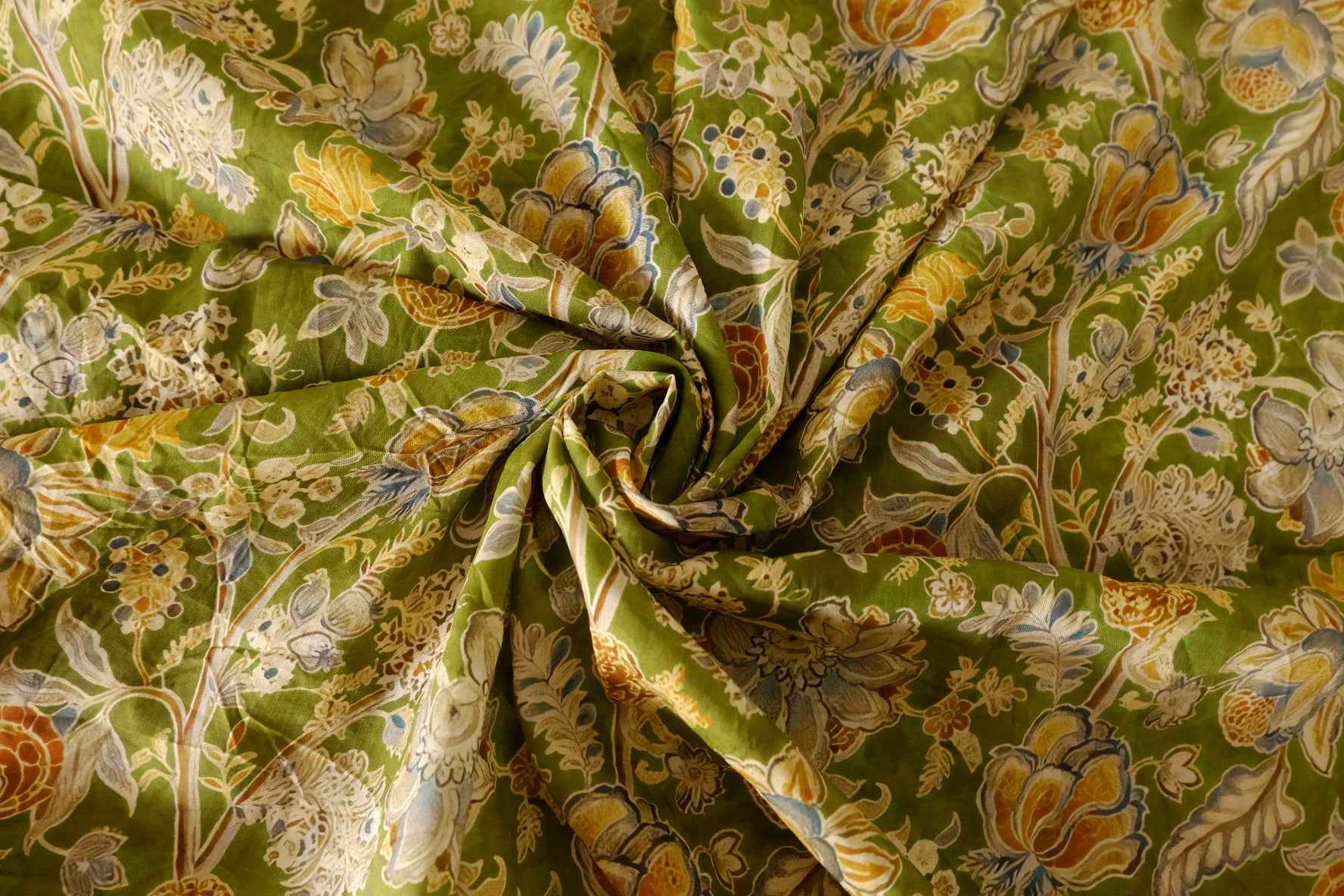 Olive Garden Floral Cotton Lawn Fabric – 1 Yard