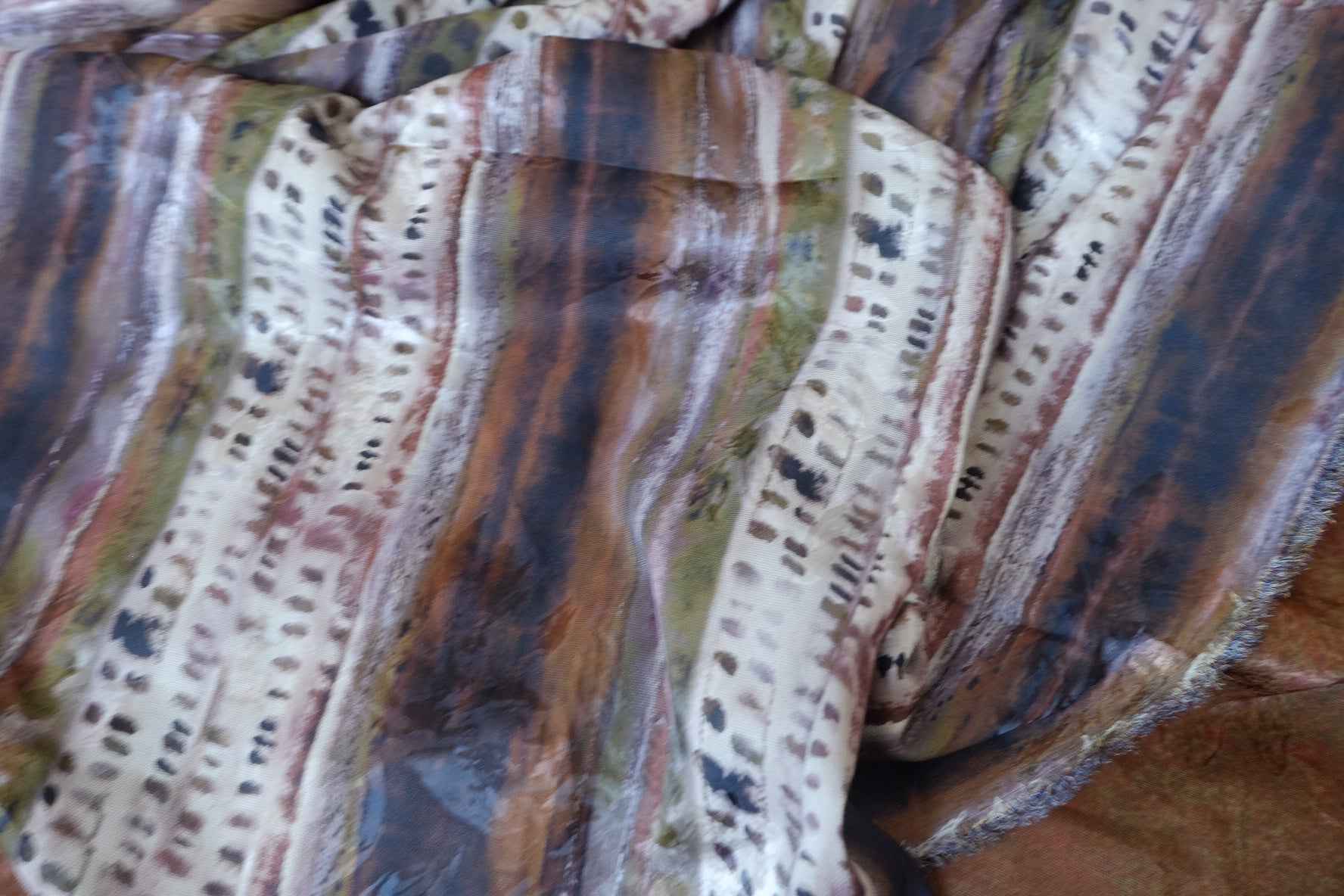 Earth-Tone Jacquard Satin Tencel Rayon Fabric - 2.35 yd