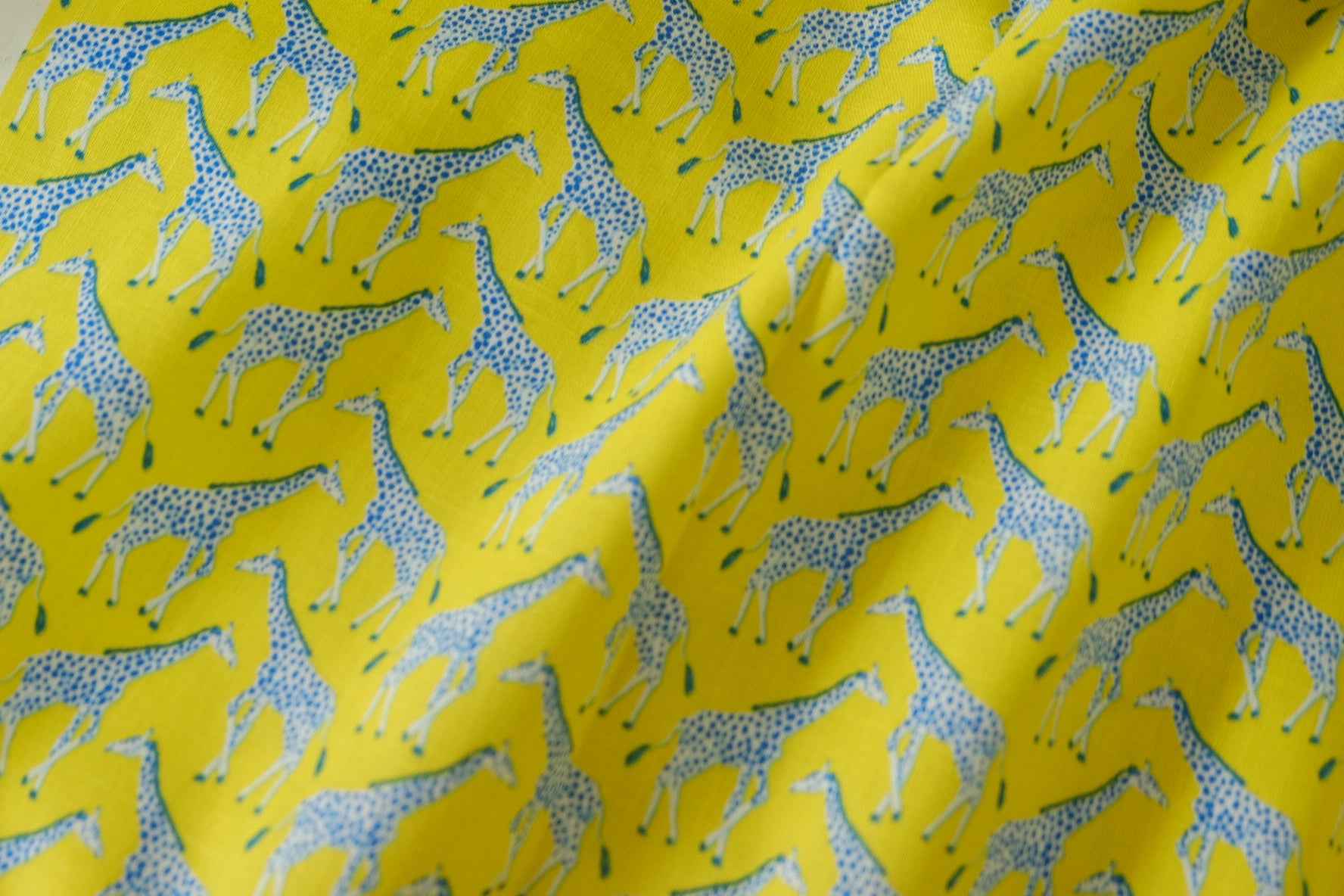 Blue Giraffes Cotton Linen Fabric – 1.6 yd