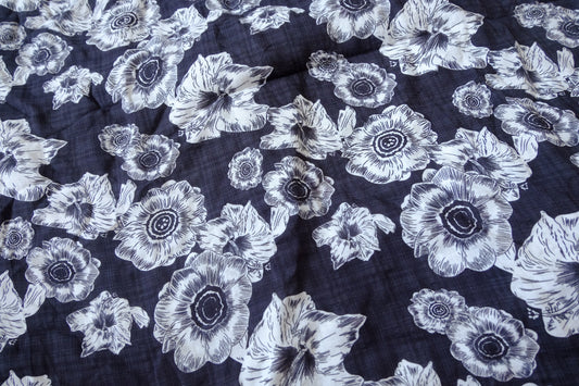 Midnight Floral Cotton Linen, 3.4 Yards