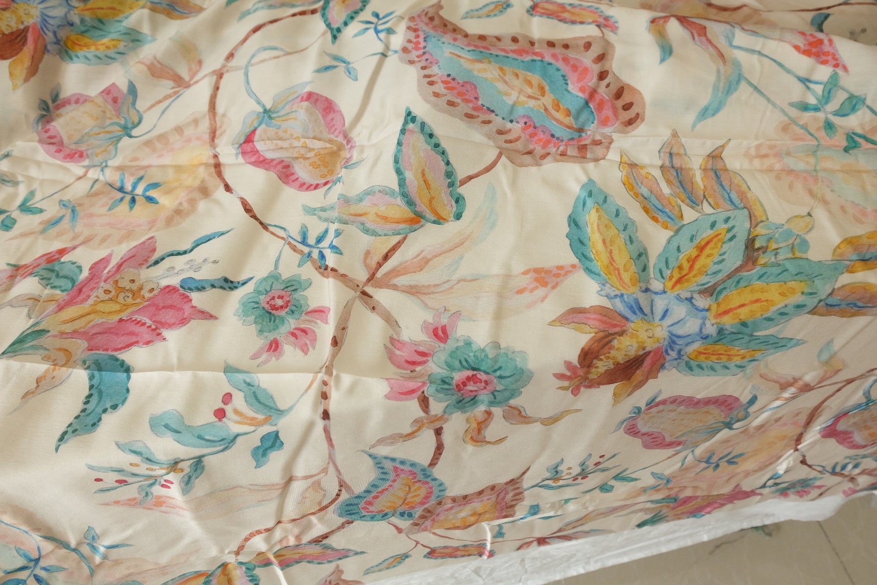 Watercolor Botanical Rayon-Tencel Dress Fabric – 2.2 yd