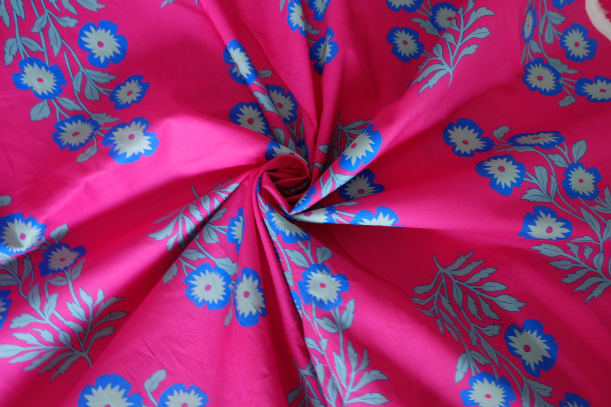 Pink Wildflower – High-Count Cotton Poplin Fabric – 2.73 yd