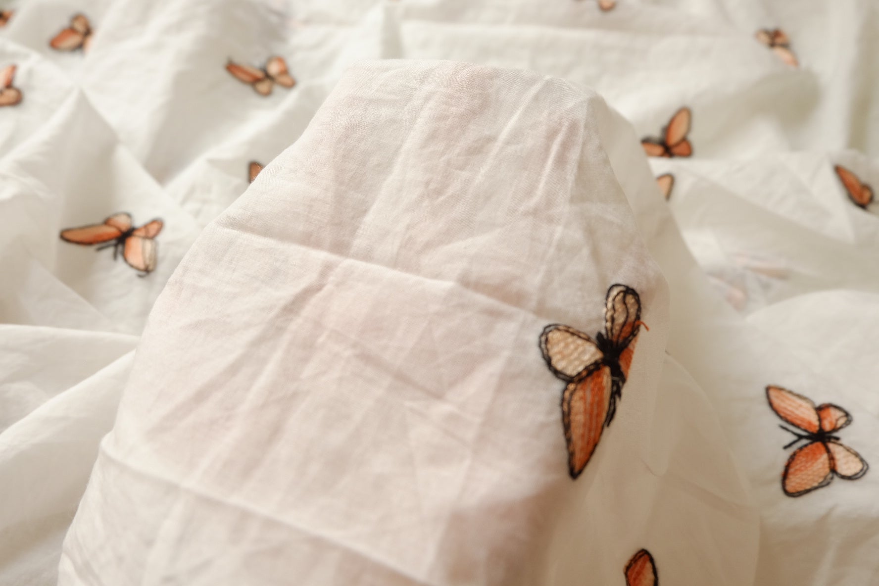 Butterfly Embroidered Ultra-Light Cotton Voile, 1.6 Yards