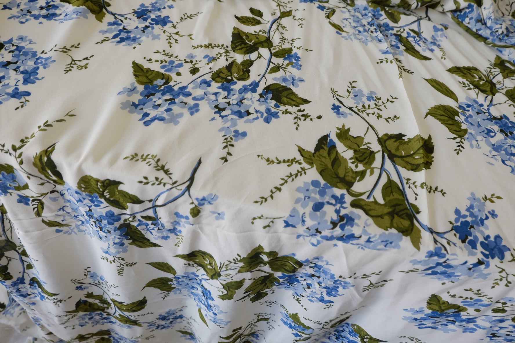 Blue Floral Soft Matte Viscose Fabric – 2.2 / 3.3 yd