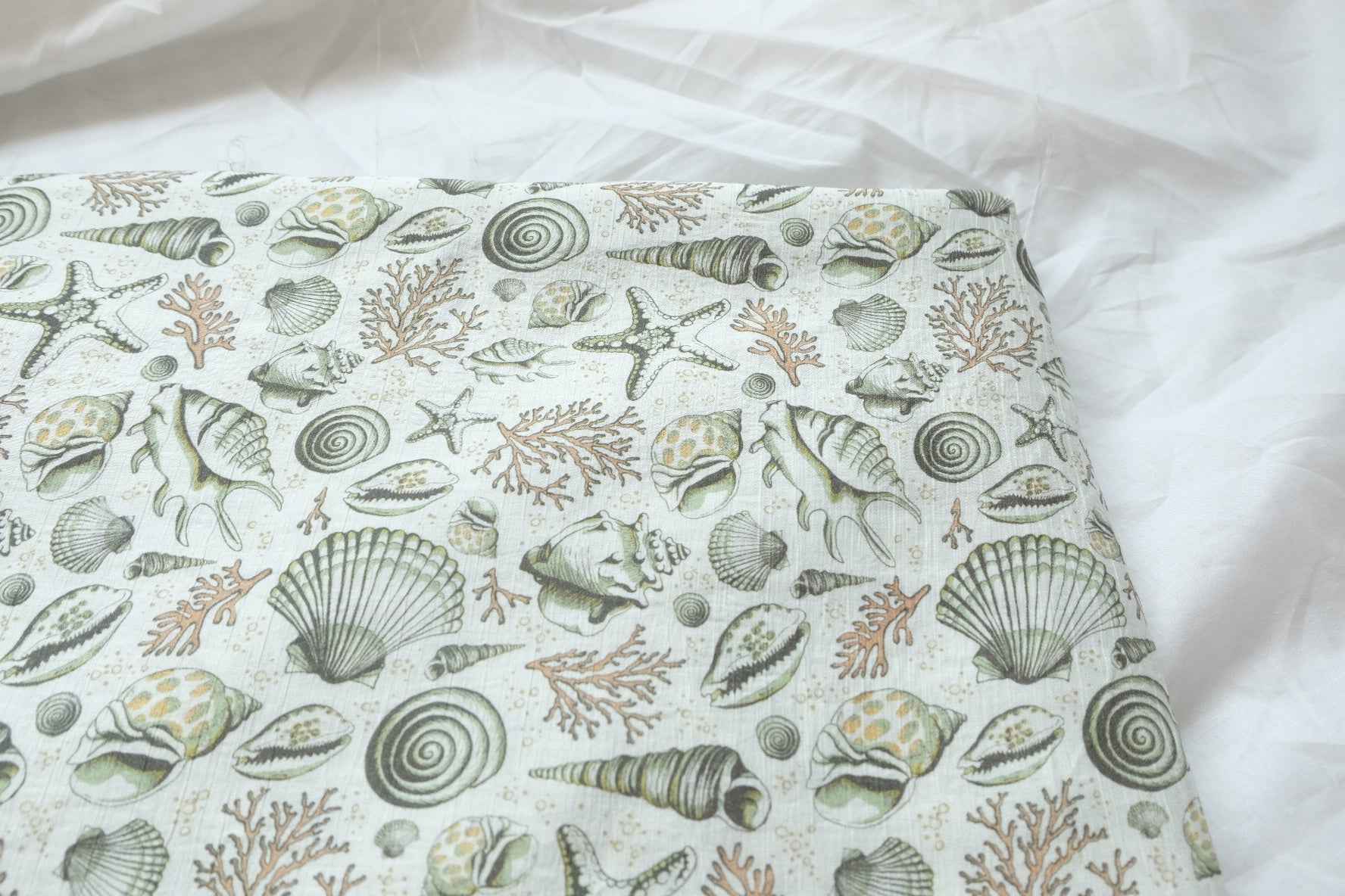 Sea Shell Tencel Cotton Fabric, Soft Textured Summer Dress Weight, 3.28 Yards