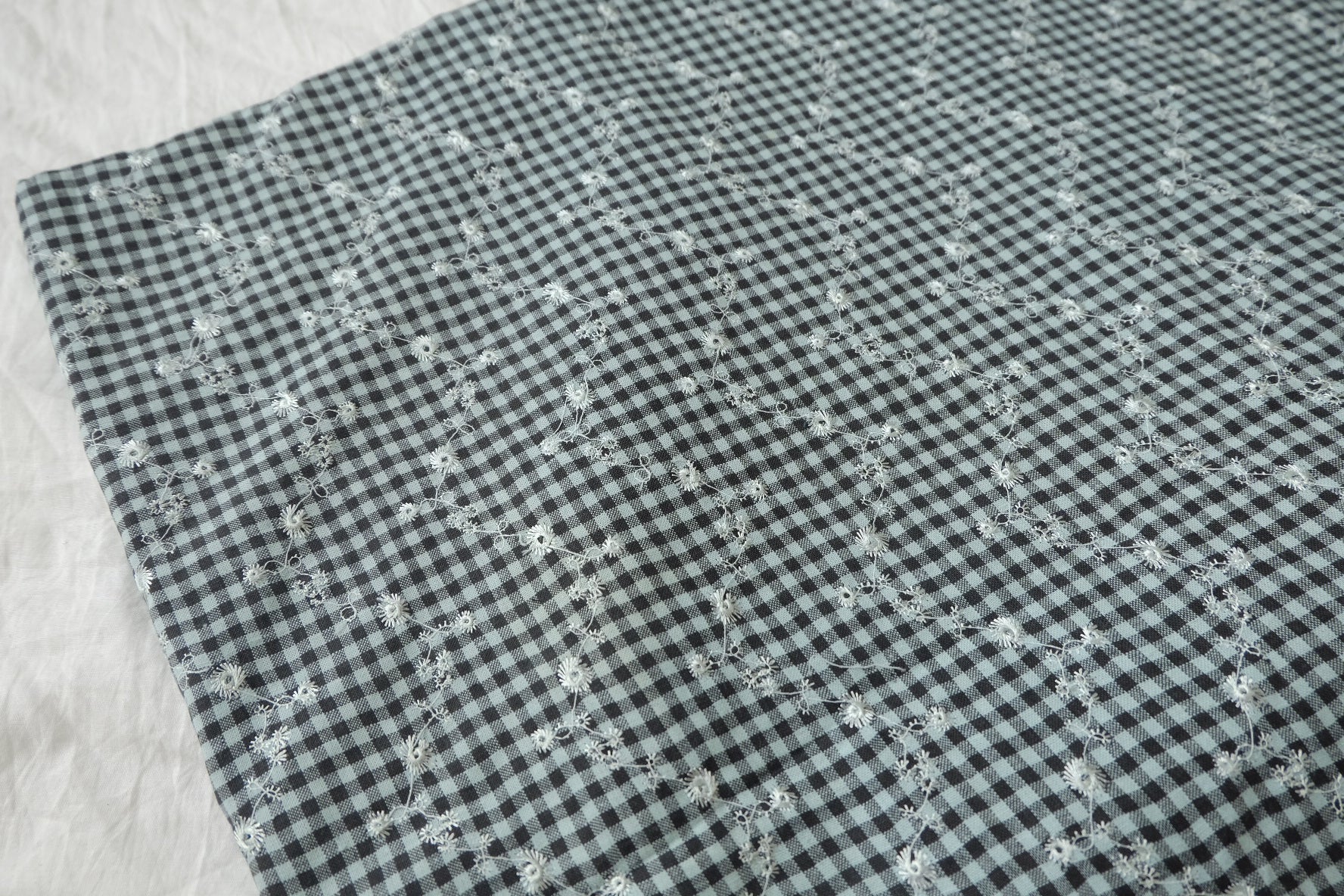 Embroidered Gingham Cotton, 2.19 Yards