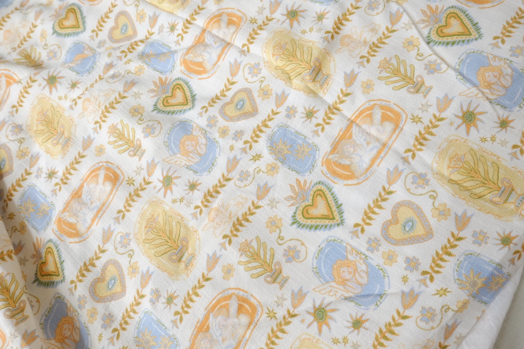 Washed Pastel Storybook Linen Cotton Rayon Blend Fabric - 1.64 yd