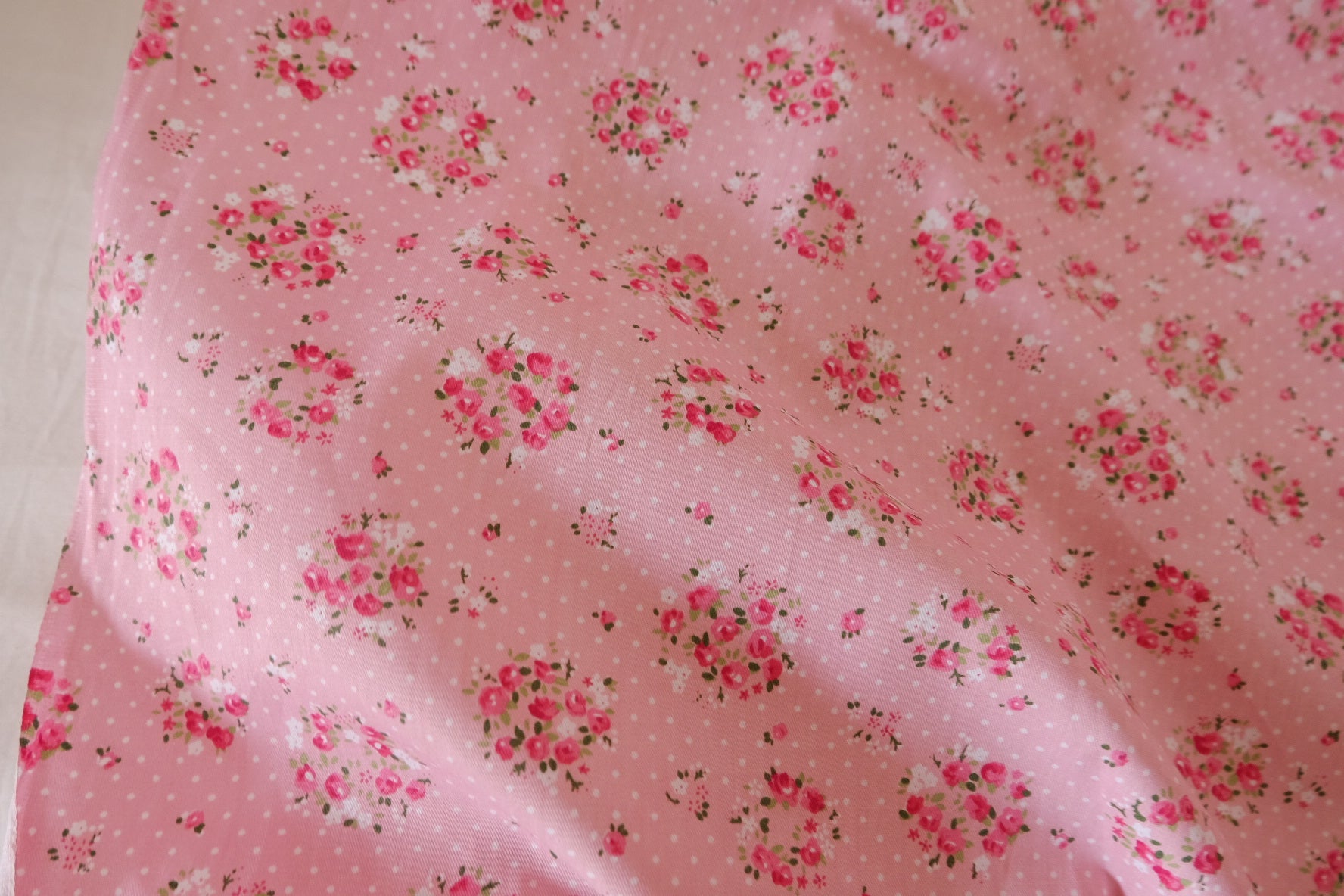 Pink Vintage Floral Cotton Poplin Fabric – 3.3 yd