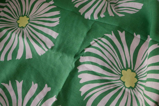 Green Oversized Floral Pure Linen Fabric – 2.2 yd
