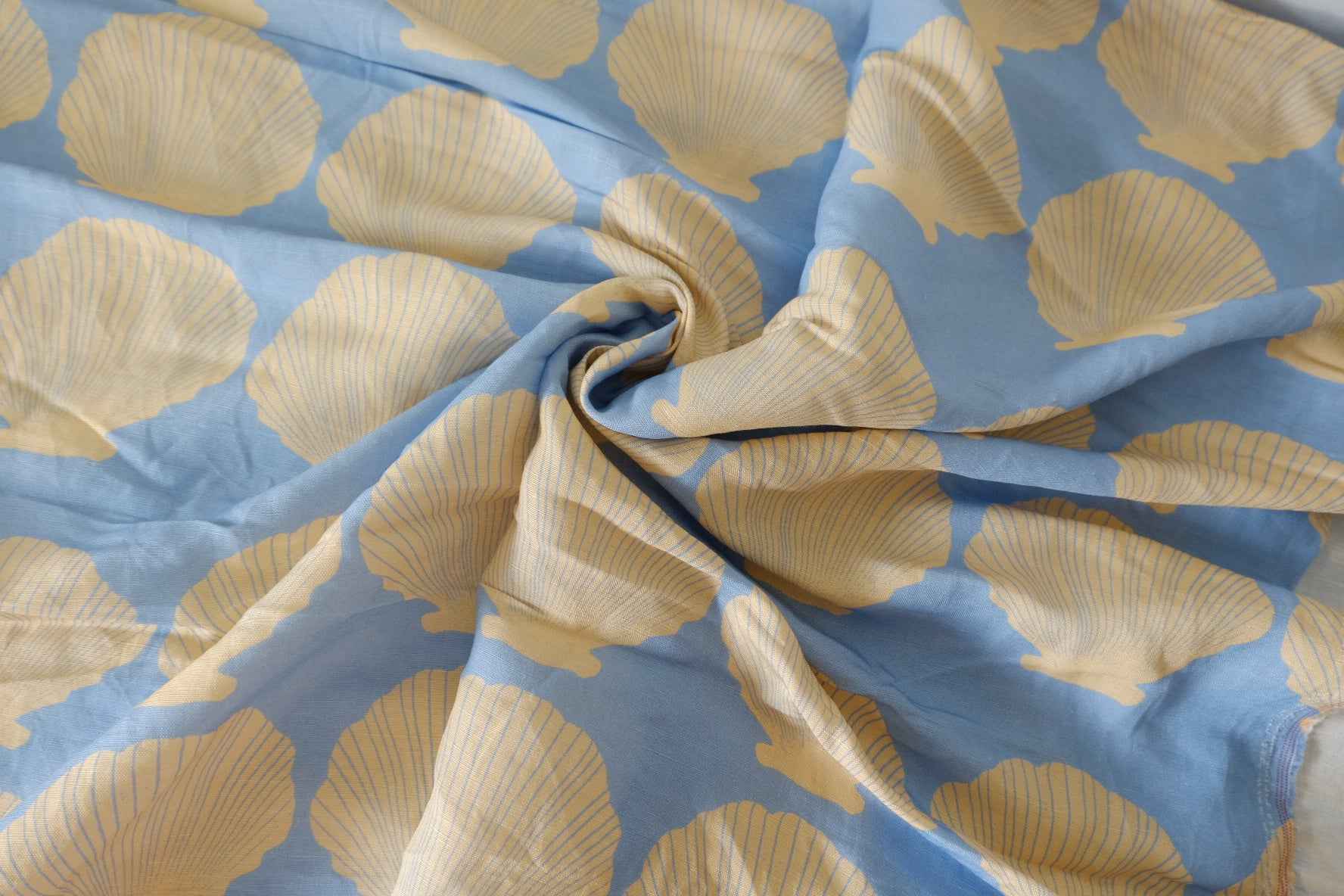 Seashell Print Cotton Linen Fabric – 1.4 yd