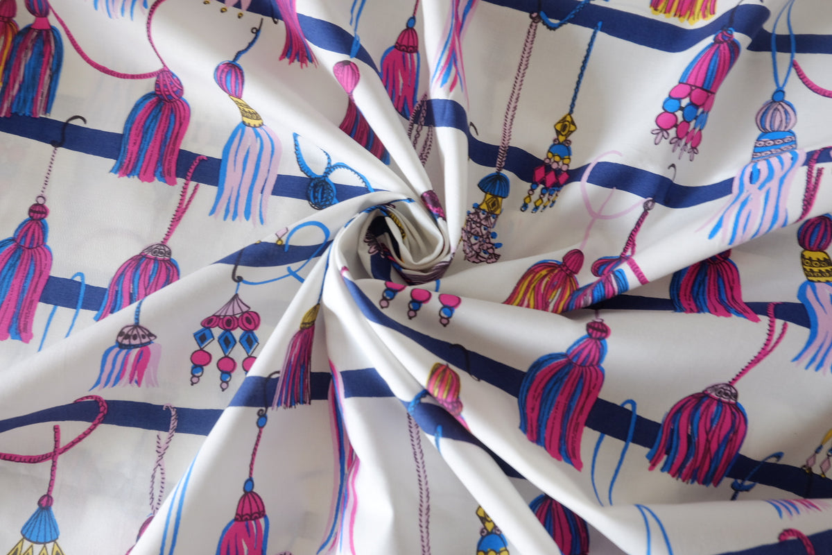Colorful Tassel & Ribbon Print Cotton Lawn – 2.19 yd