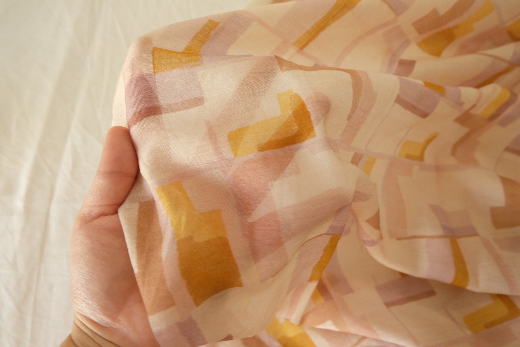 Abstract Geometric  Lightweight Tencel Cotton Blend Fabric – 1.9 yds
