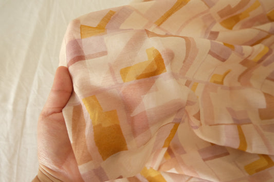 Abstract Geometric  Lightweight Tencel Cotton Blend Fabric – 1.9 yds
