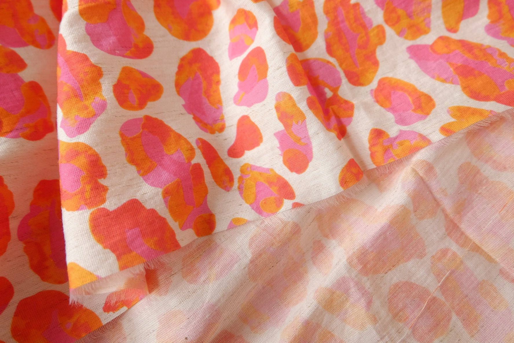 Bold Coral Leopard Print Tencel Cotton Fabric – Soft, Fluid Summer Dress Fabric (2.19 yards)