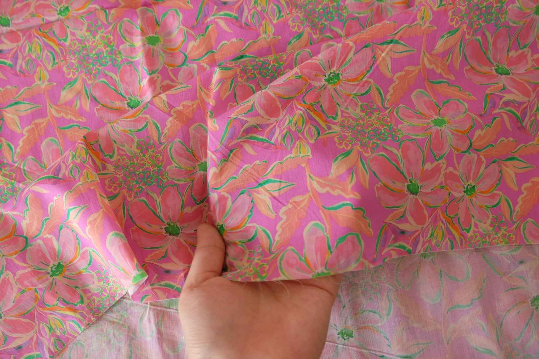 Bright Pink Floral Cotton Lawn — 3.28 yd