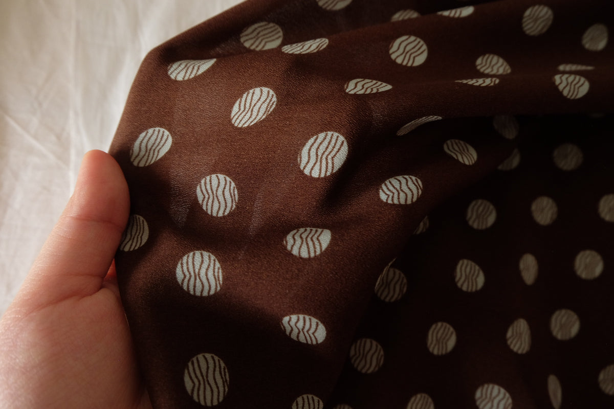 Chocolate Brown Textured Polka Dot Chiffon – 3.3 yd