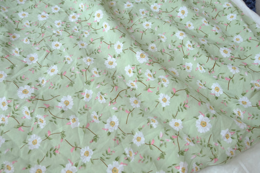 Mint Daisy Heavy Chiffon Fabric for Dresses and Skirts 2.4 Yards