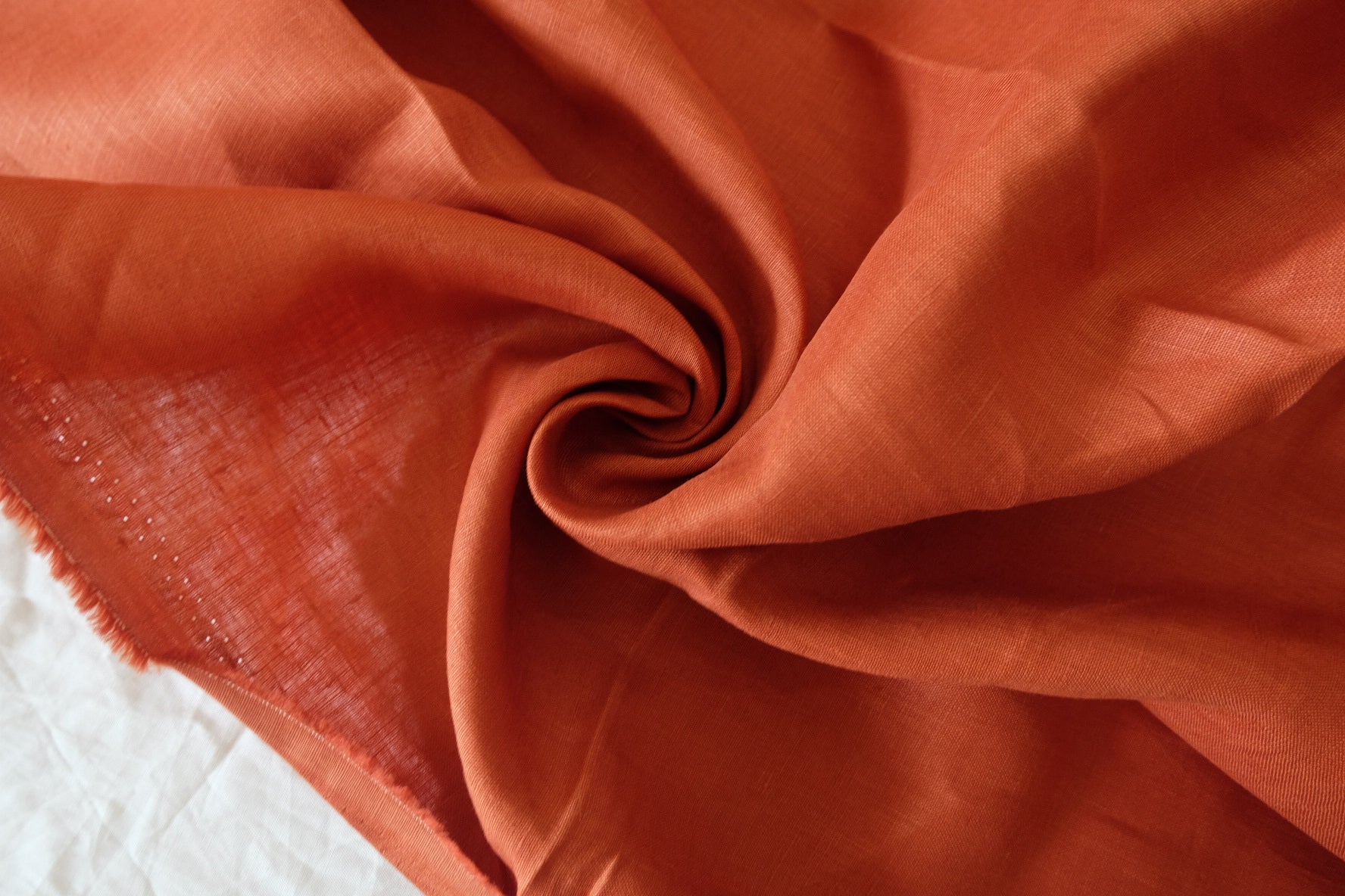 Heavy 17s Pure Linen Fabric in Rust Orange - 2.2 yd