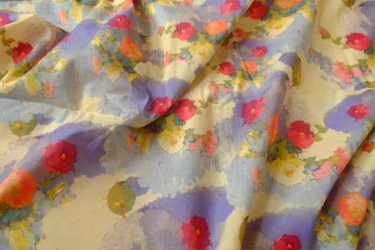 Painterly Apple Still Life Cotton Lawn Fabric - 2.19 yd