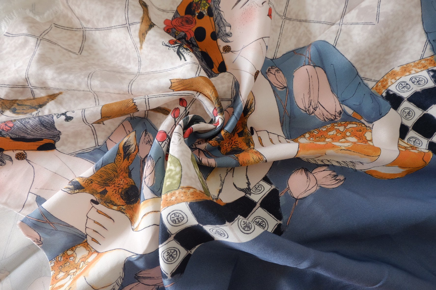 Frida & Deer Silk Cotton Satin Placement Fabric – 2 or 3 Panels