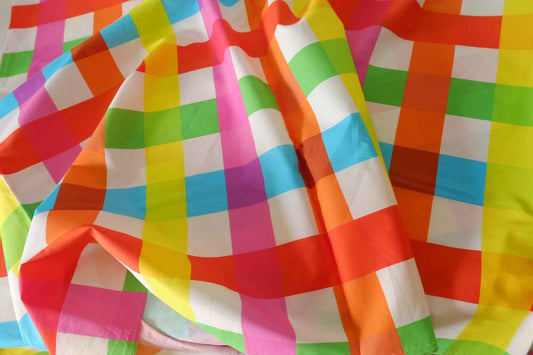 Colorful Geometric Check Cotton Lawn Fabric – 2.2 yd