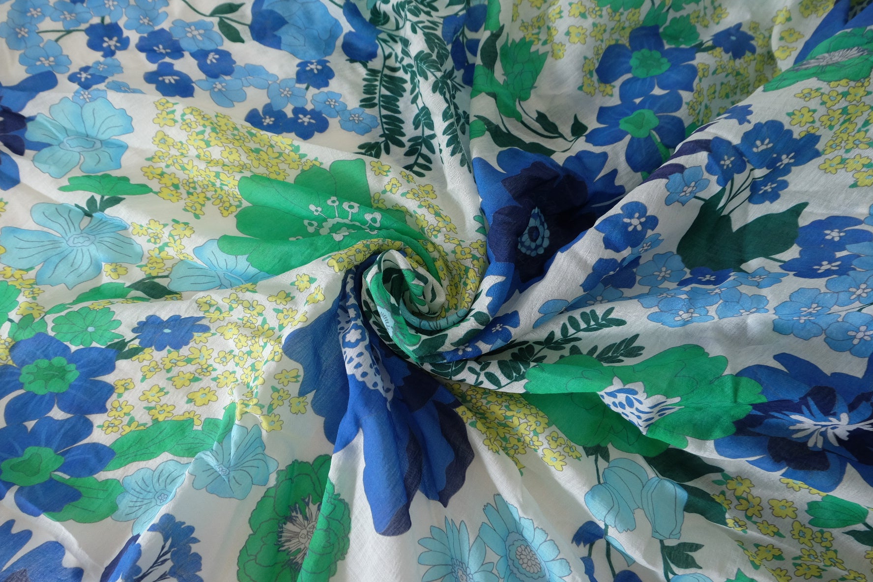 Airy Tencel Ramie Blend Fabric – Lightweight Sheer Floral Print – 2.7 yd