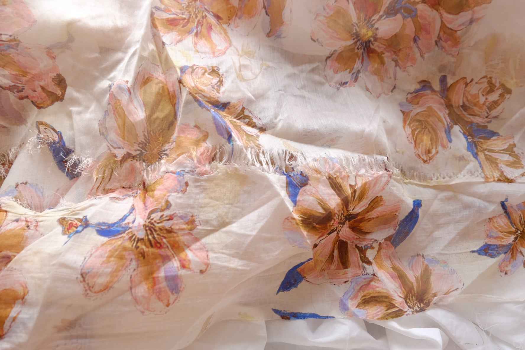 Watercolor Floral Sheer Tencel Fabric - 3.28 yd