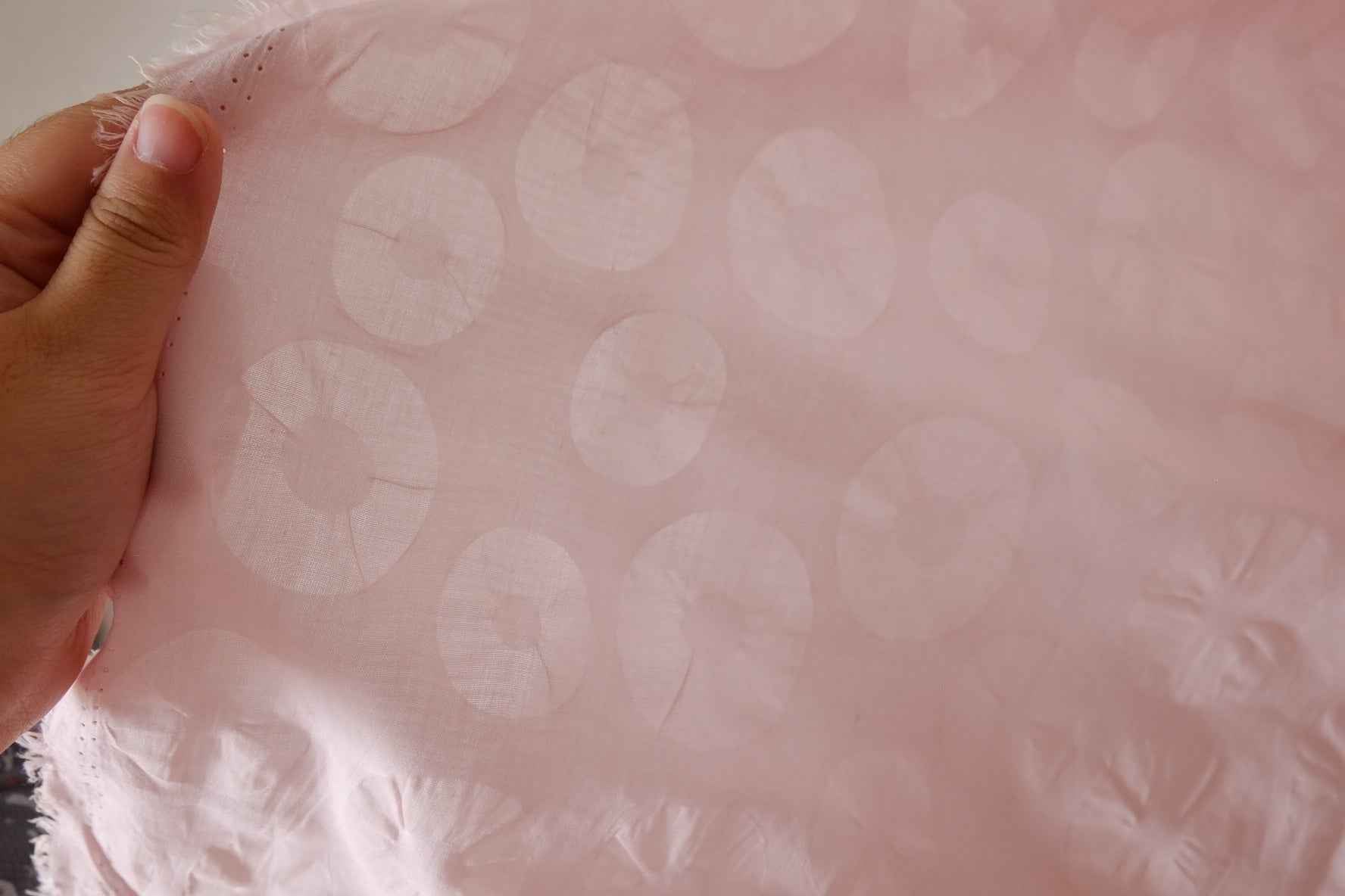 Blush Pink Circle Textured Cotton Fabric – 2.2 Yards