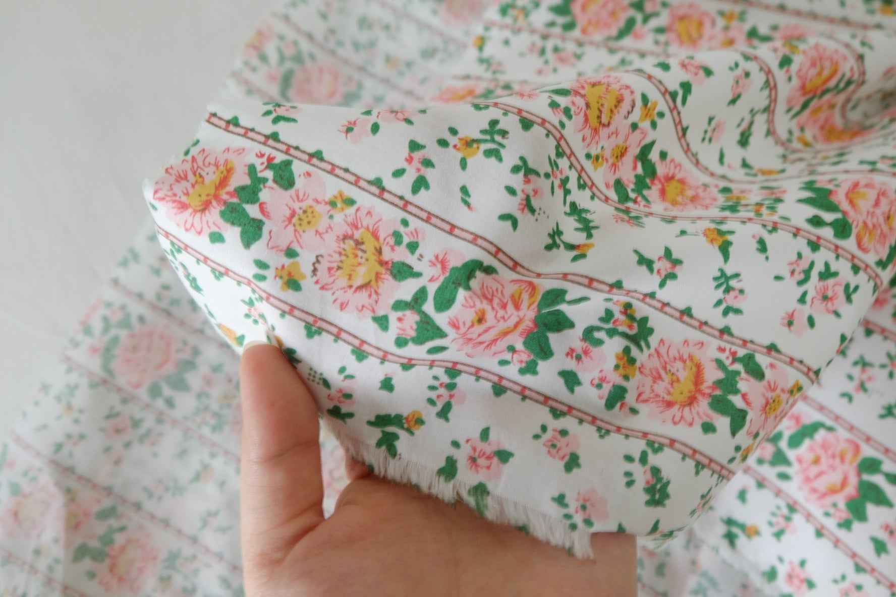 Vintage Rose Stripe Cotton Poplin Fabric – 3.3 yd