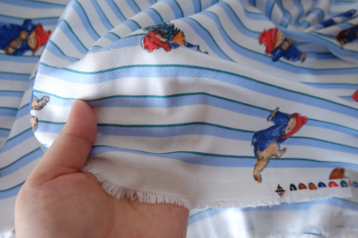 Winter Adventures – Vintage Bear Stripe Cotton Twill Fabric – 2.19 / 3.3 yd