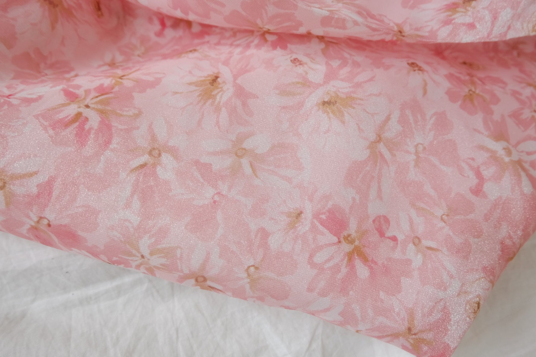 Shimmer Pink Floral Chiffon, 3.28 Yards