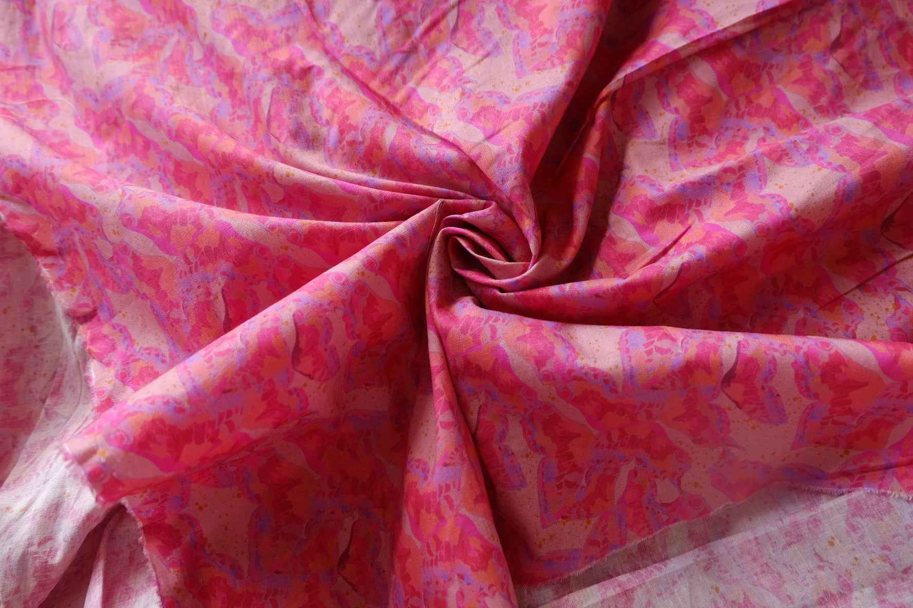 Pink Abstract Floral Cotton Fabric - 2.73 yd