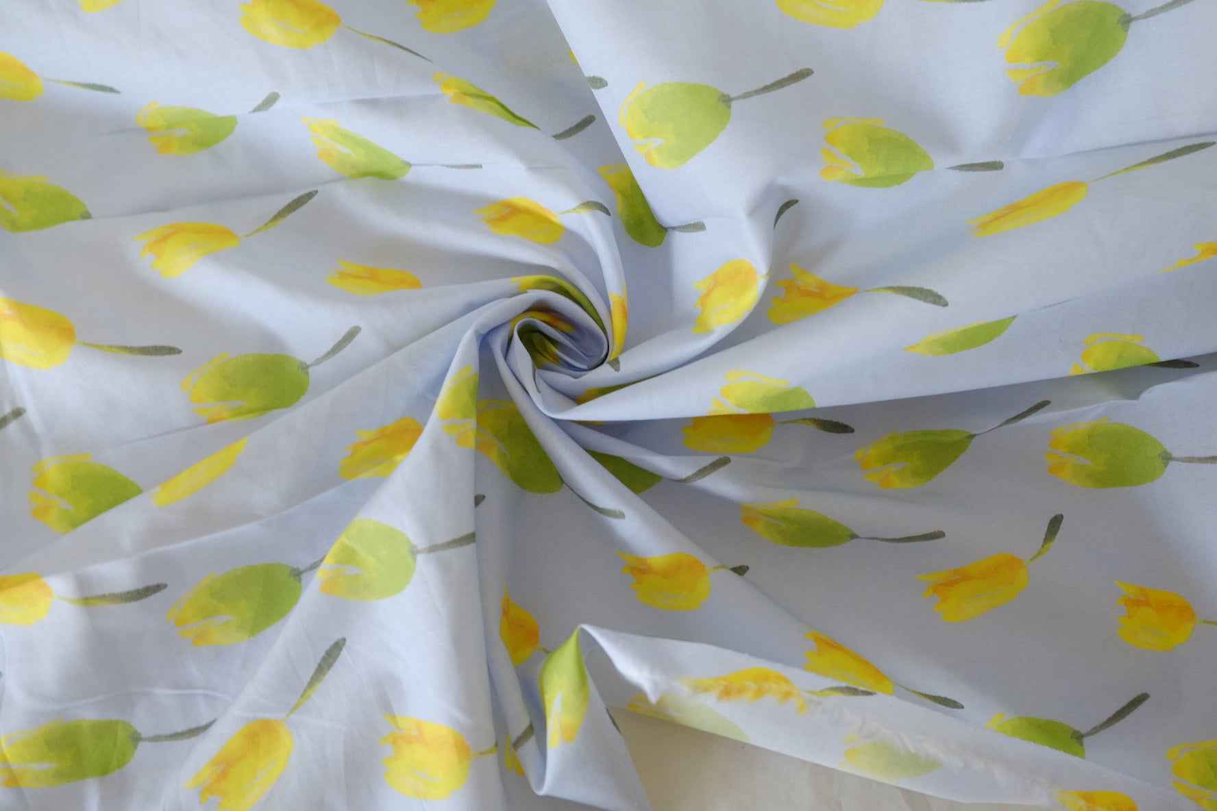 Yellow Tulip Cotton Poplin Fabric – 1.9 yd