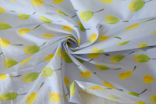 Yellow Tulip Cotton Poplin Fabric – 1.9 yd