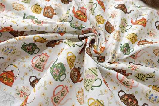 Teapot Print Soft Cotton Twill — 2.19 yd Piece