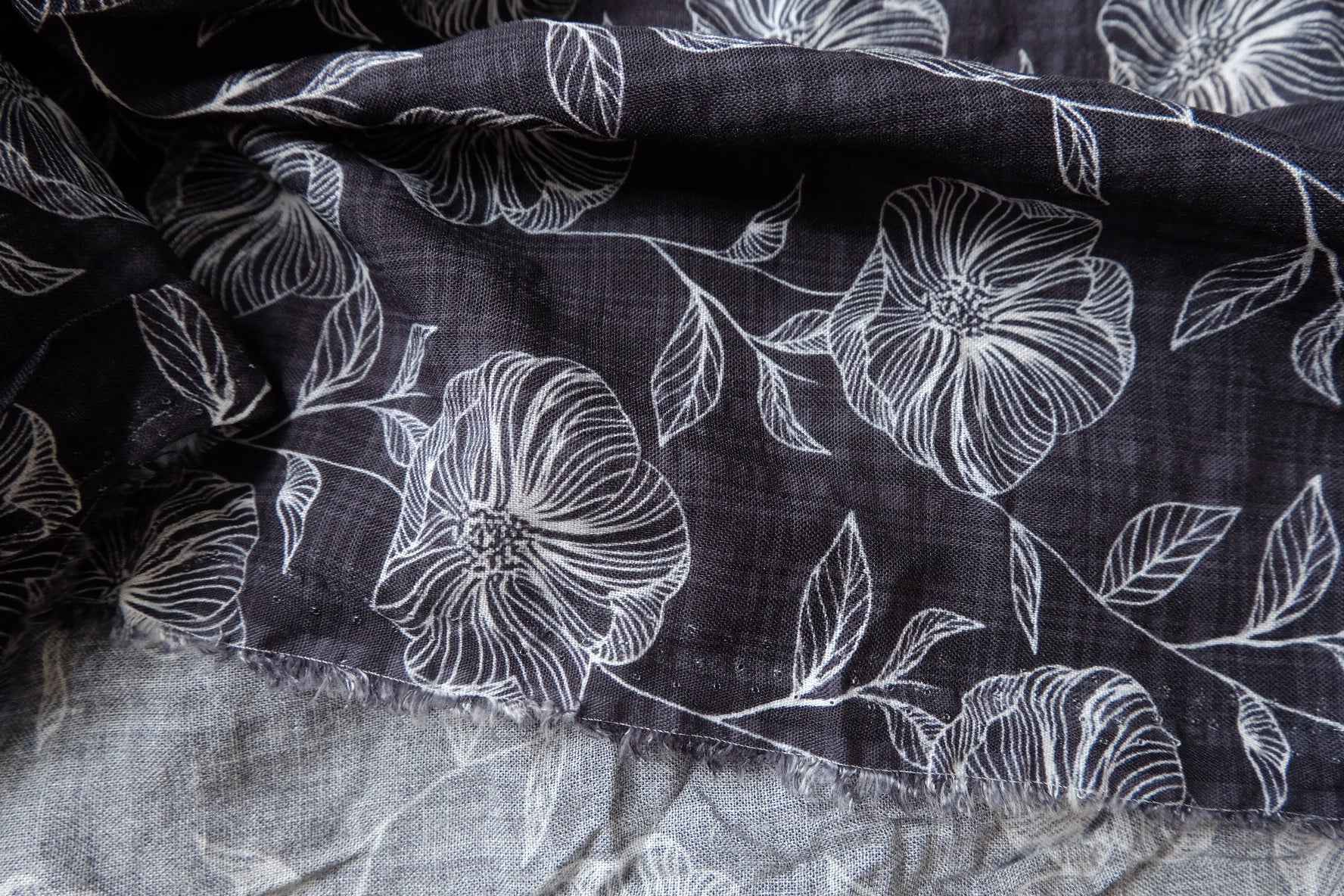 Soft Floral Linen Cotton Fabric, Lightweight Summer Blouse Weight, 1.64 Yards