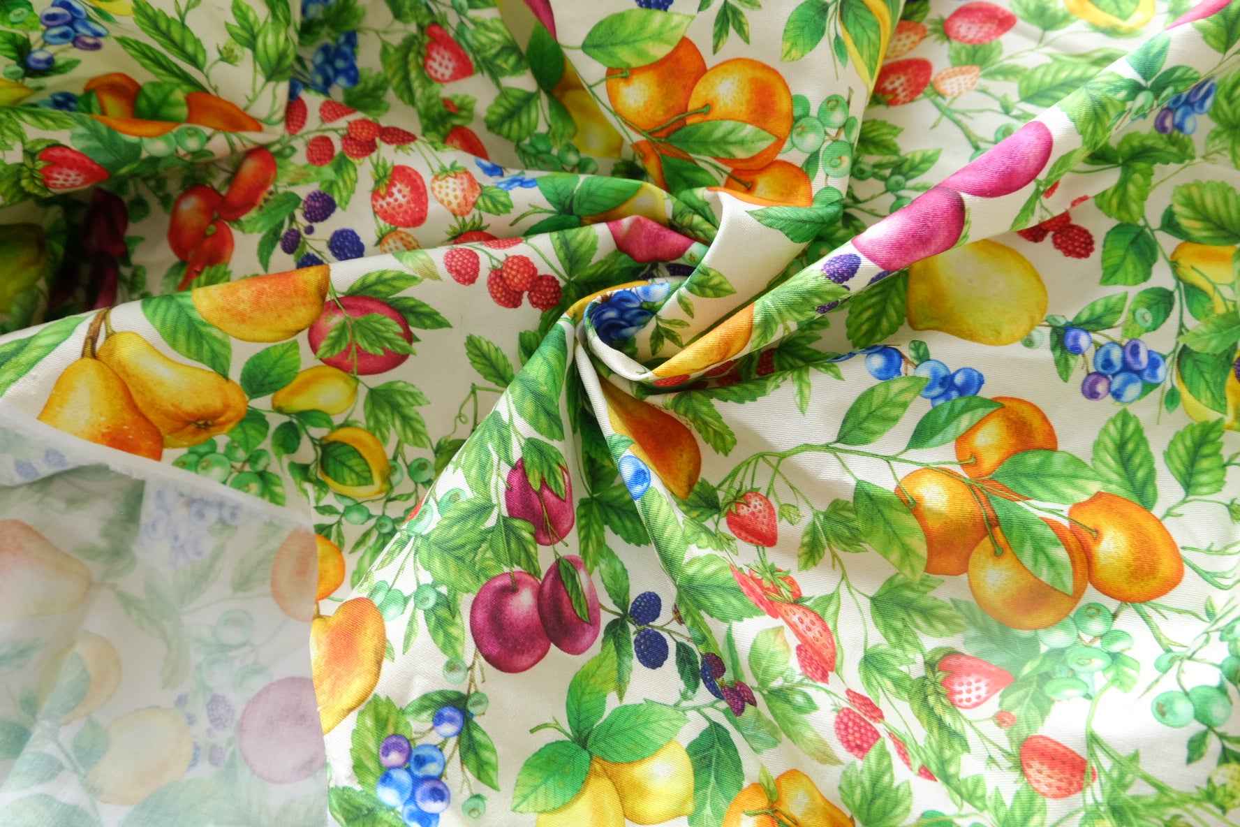 Bright Fruit Garden Stretch Cotton Twill Fabric - 2.62 yd
