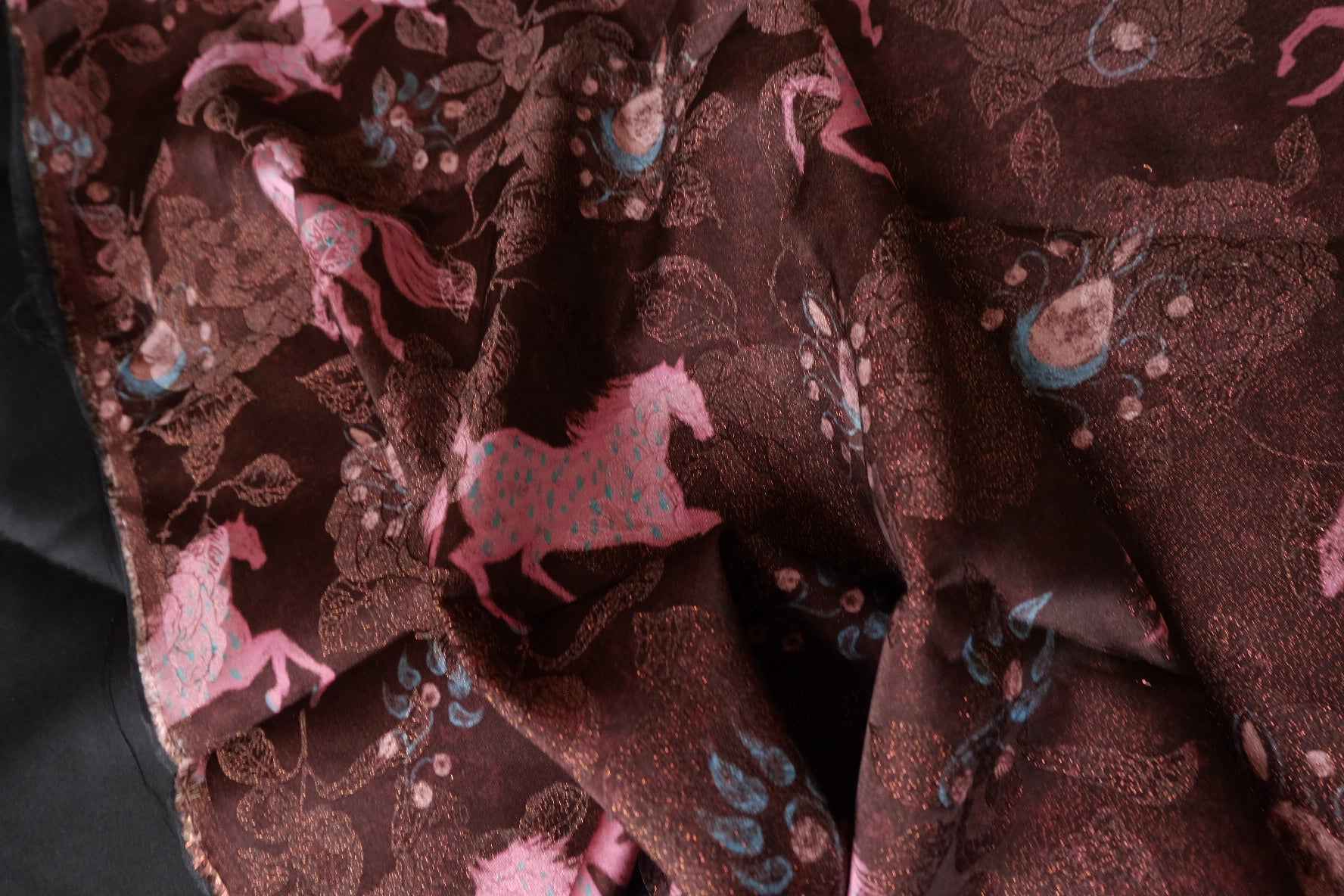 Dark Horse Jacquard Rayon Brocade Fabric - Per Meter