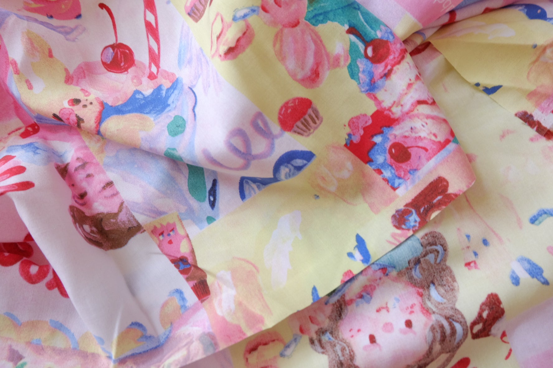 Hand-Painted Cake Collage Cotton Blend — 2.19 yd