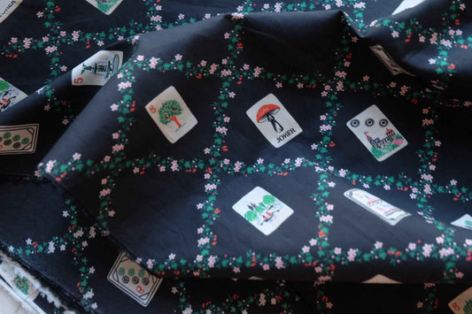 Midnight Garden Playing Cards Cotton Poplin Fabric – 2.19 yd
