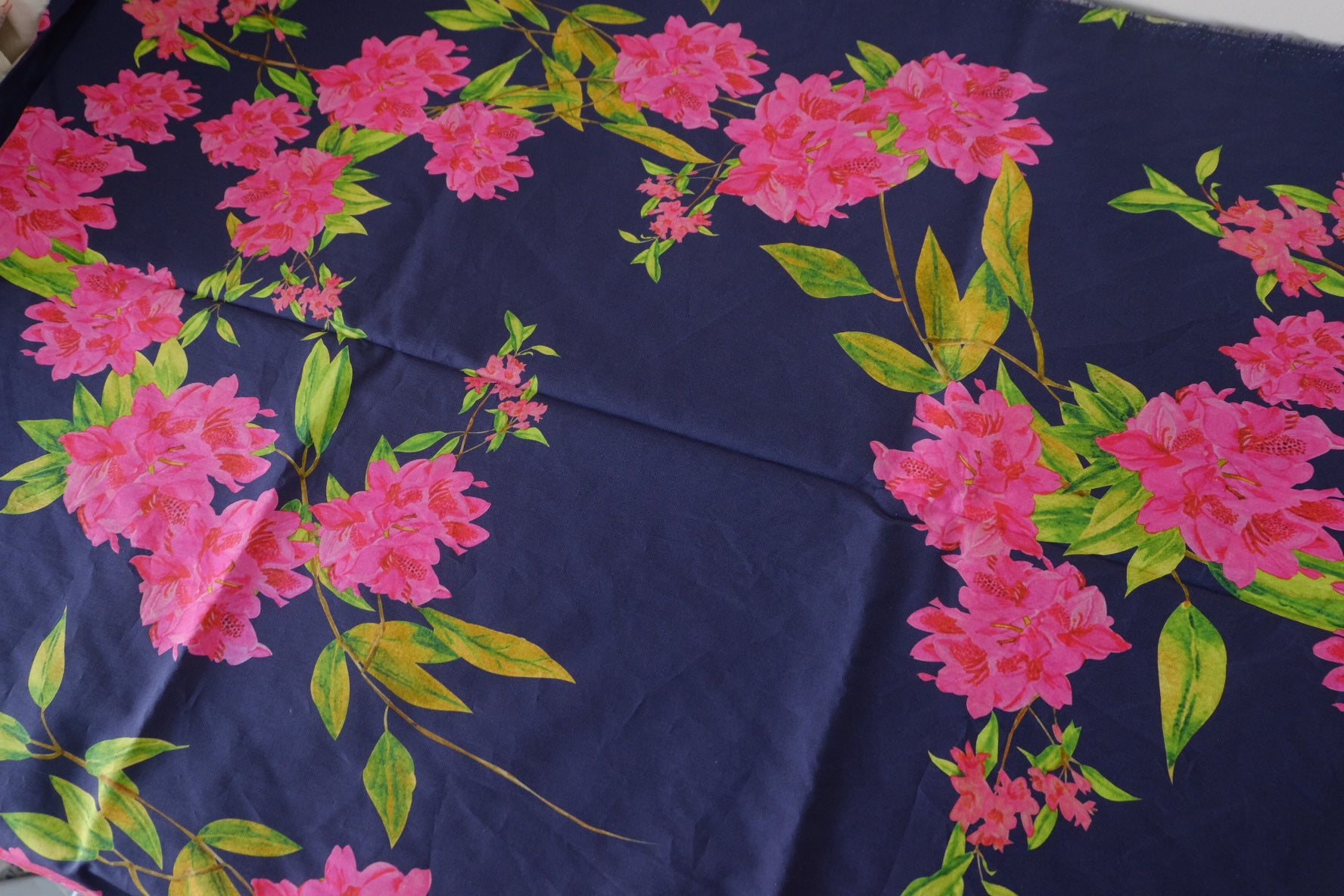 Fuchsia Blossom Navy Cotton Poplin – 3.3 yd
