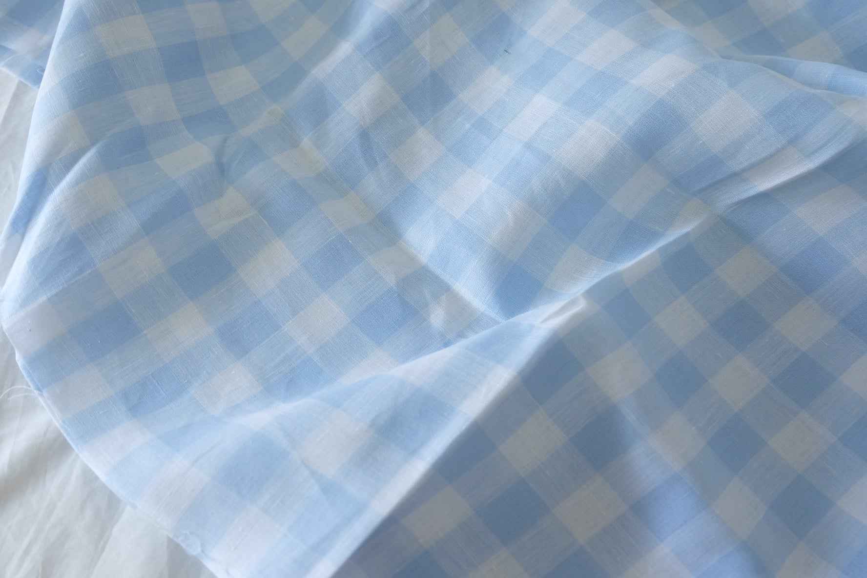 Blue Plaid Yarn Dyed Pure Linen Fabric – 2.2 yd