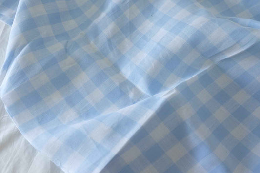 Blue Plaid Yarn Dyed Pure Linen Fabric – 2.2 yd