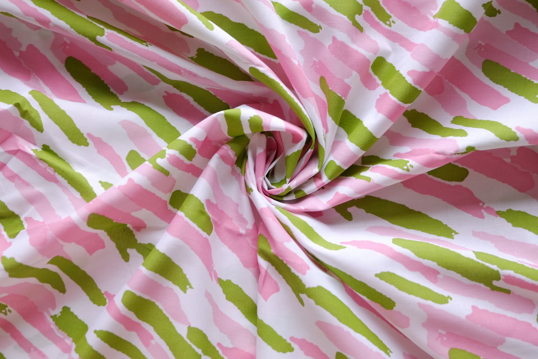 Pink & Olive Brushstroke Cotton Poplin – 3.3 yd