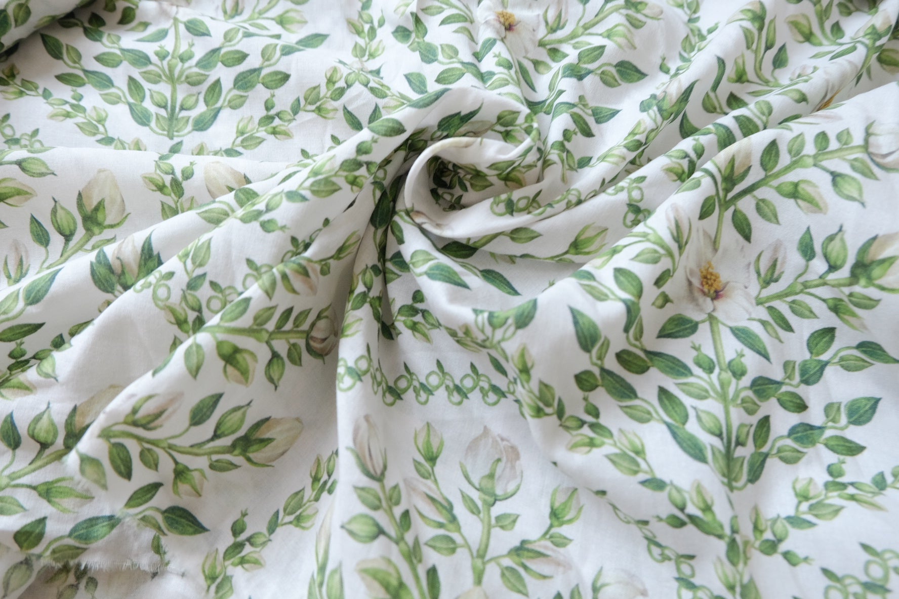 Green Vine Dress Cotton Fabric — 2.19 yd