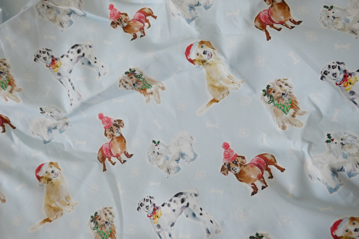 Christmas Pups – Festive Dogs Cotton Poplin – 2.2 yd
