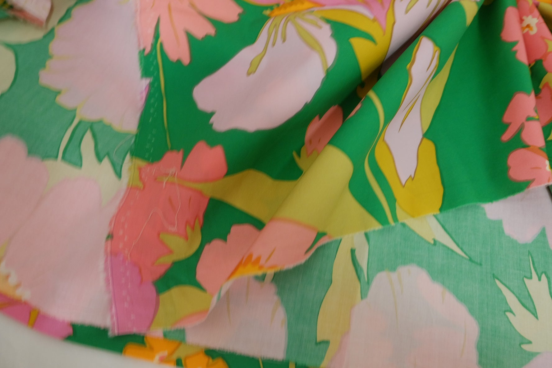 Bold Green Garden Floral Cotton Fabric – 2.2 yd